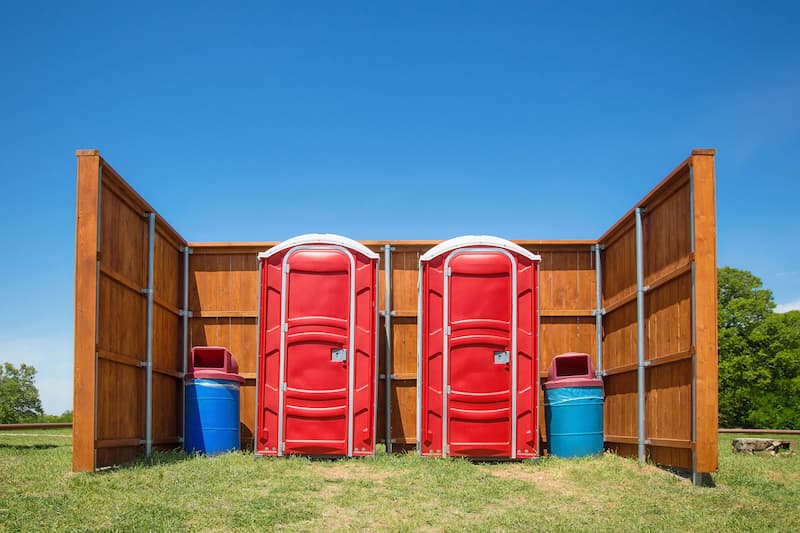 Short-term porta potty units staged for delivery in Bella Vista, Arkansas